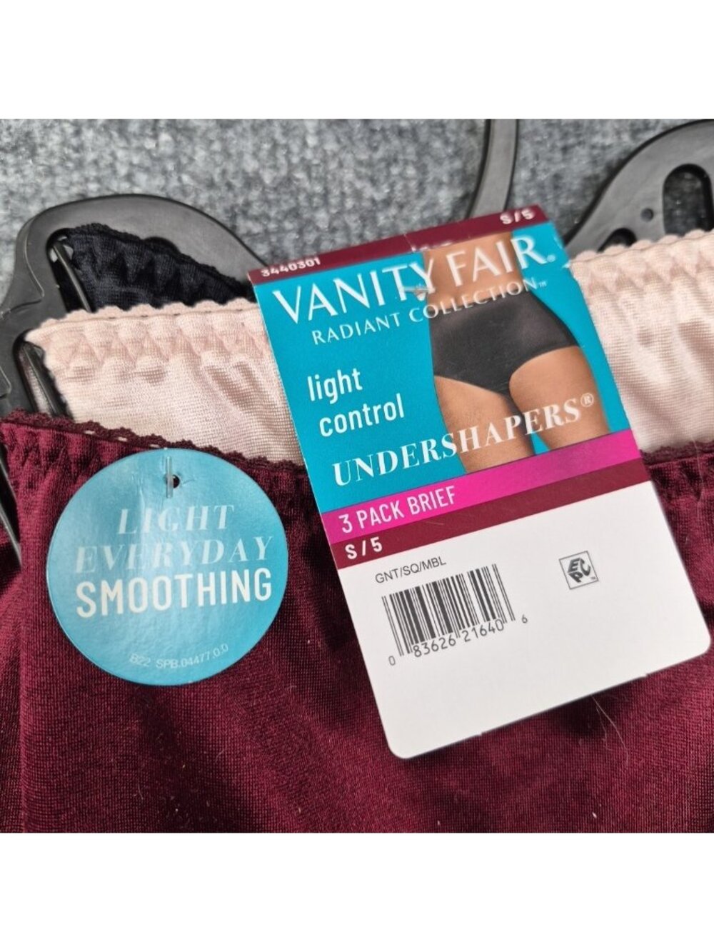 NEW S/5 Vanity Fair Radiant Collection 3 Pair Briefs Undershapers Red Pink Black - Picture 2 of 4